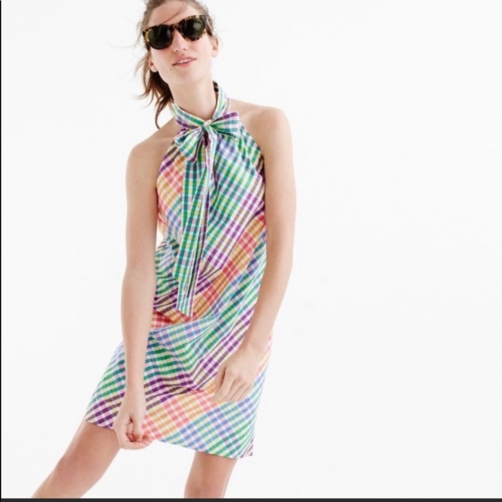 J Crew Rainbow Gingham dress